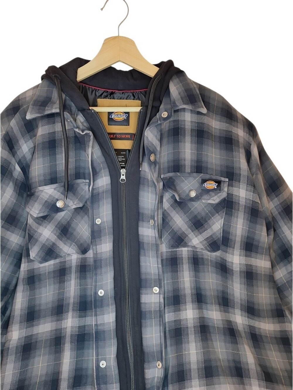 Dickies Men's Jacket TJ211 Water Repellent Flannel Hooded Shirt Outerwear Jacket